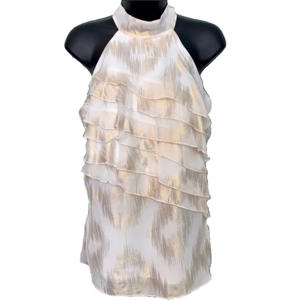 🔥 Metallic halter neck ruffles blouse